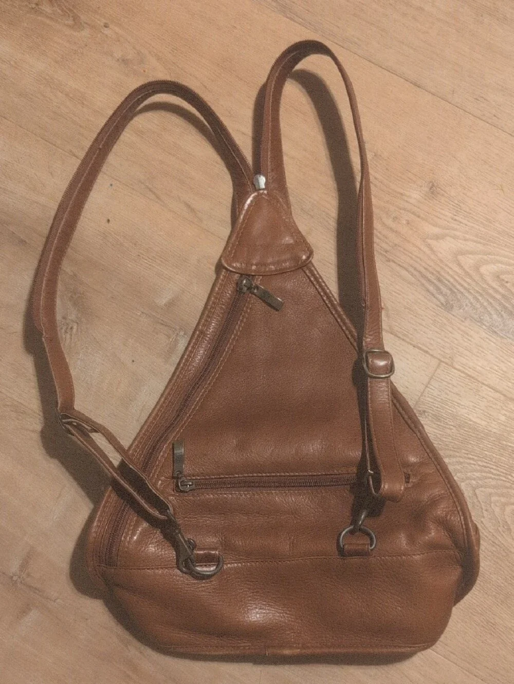 Volare Group Brown Leather Sling/ Backpack Casual Crossbody